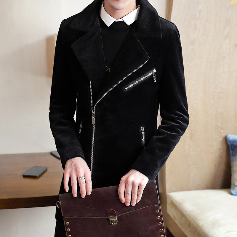 Abrigo De Lana De Invierno Para Hombre, Chaqueta Negra De Cachemira