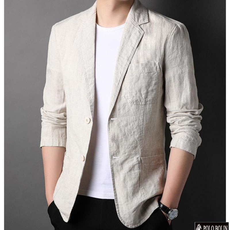 Fina chaqueta de lino para hombre, primavera y verano.