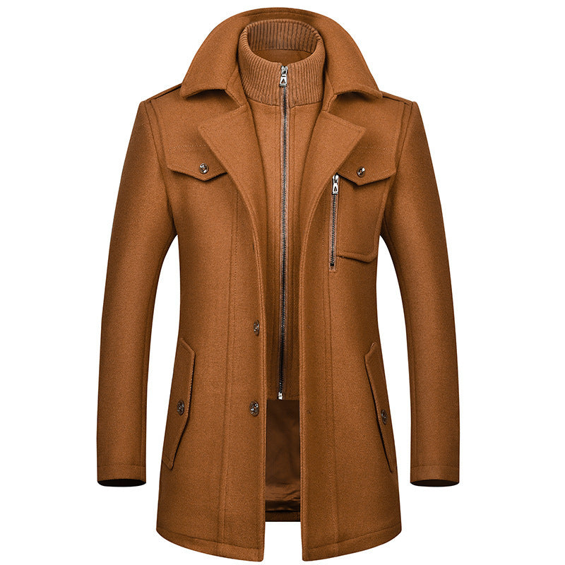 Abrigo de lana para hombre, moderno, con doble cuello y resistente al frío.
