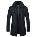 Abrigo de lana para hombre, moderno, con doble cuello y resistente al frío.