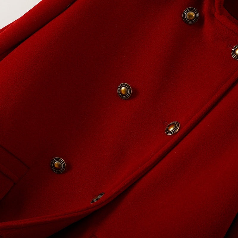 Elegante abrigo de lana doble botonadura estilo Koreano para mujer