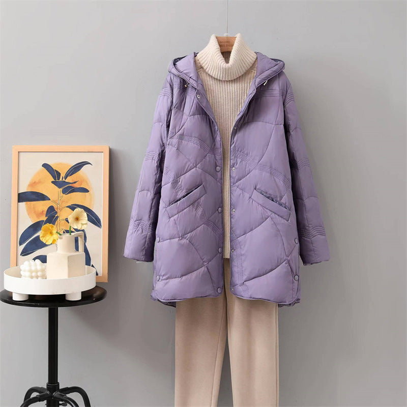 Hermosa, comoda y calida chaqueta de Invierno de pluma de ganzo para mujer