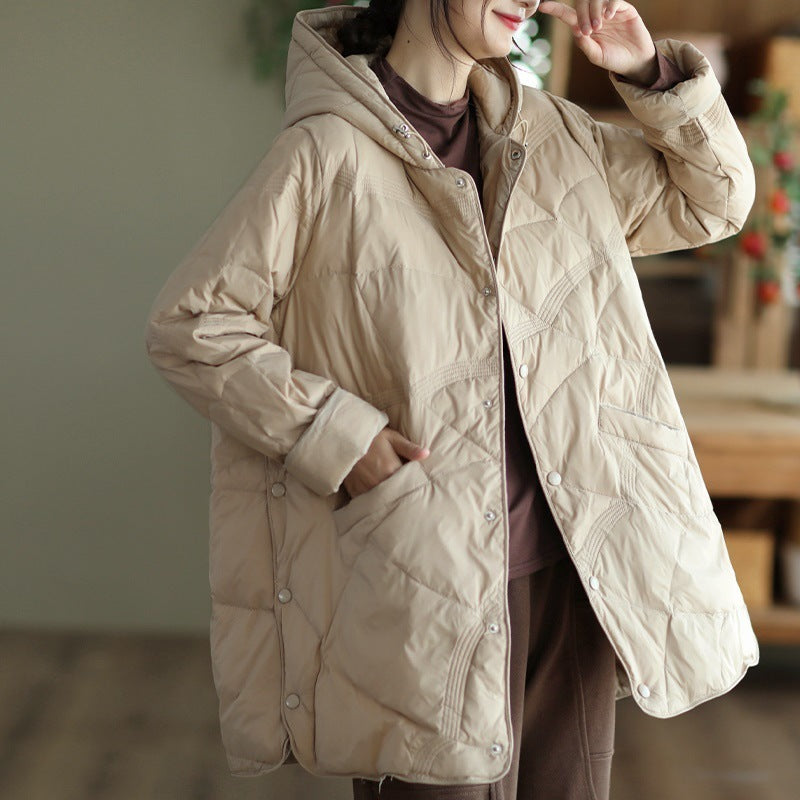 Hermosa, comoda y calida chaqueta de Invierno de pluma de ganzo para mujer