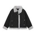 Hermoso abrigo de lana de cordero retro de estilo americano para mujer