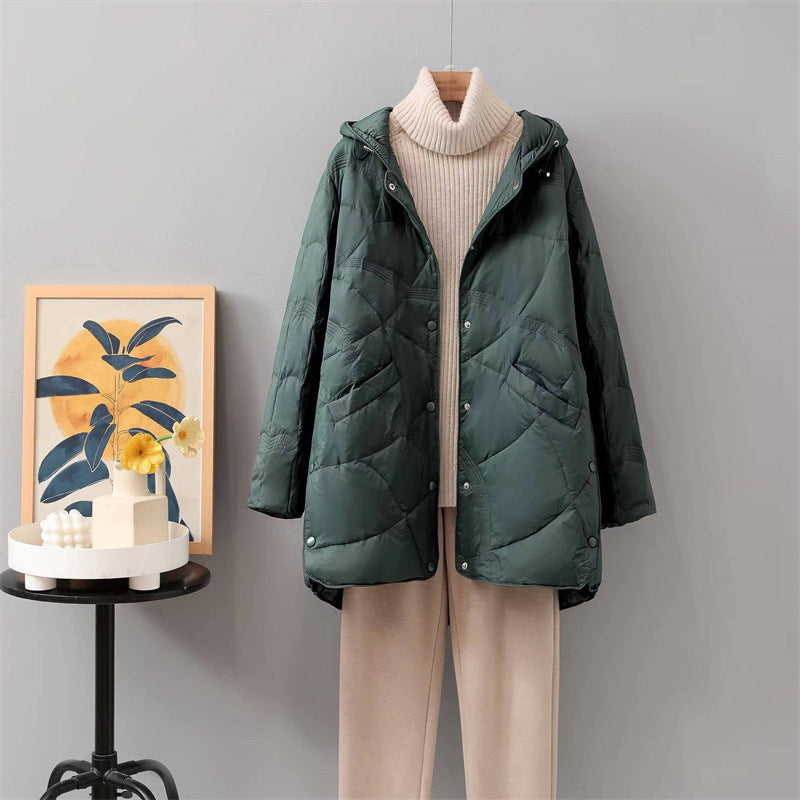 Hermosa, comoda y calida chaqueta de Invierno de pluma de ganzo para mujer