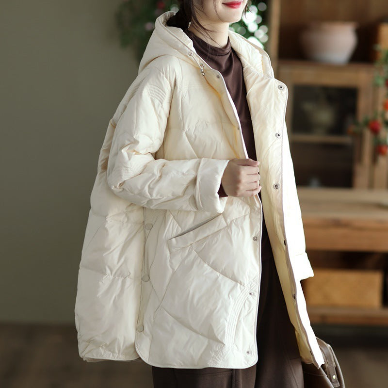 Hermosa, comoda y calida chaqueta de Invierno de pluma de ganzo para mujer