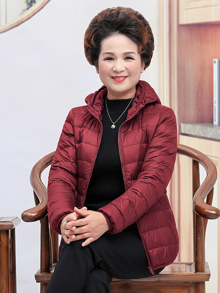 Chaqueta corta y elegante para mujer, de plumón de pato blanco ligero.