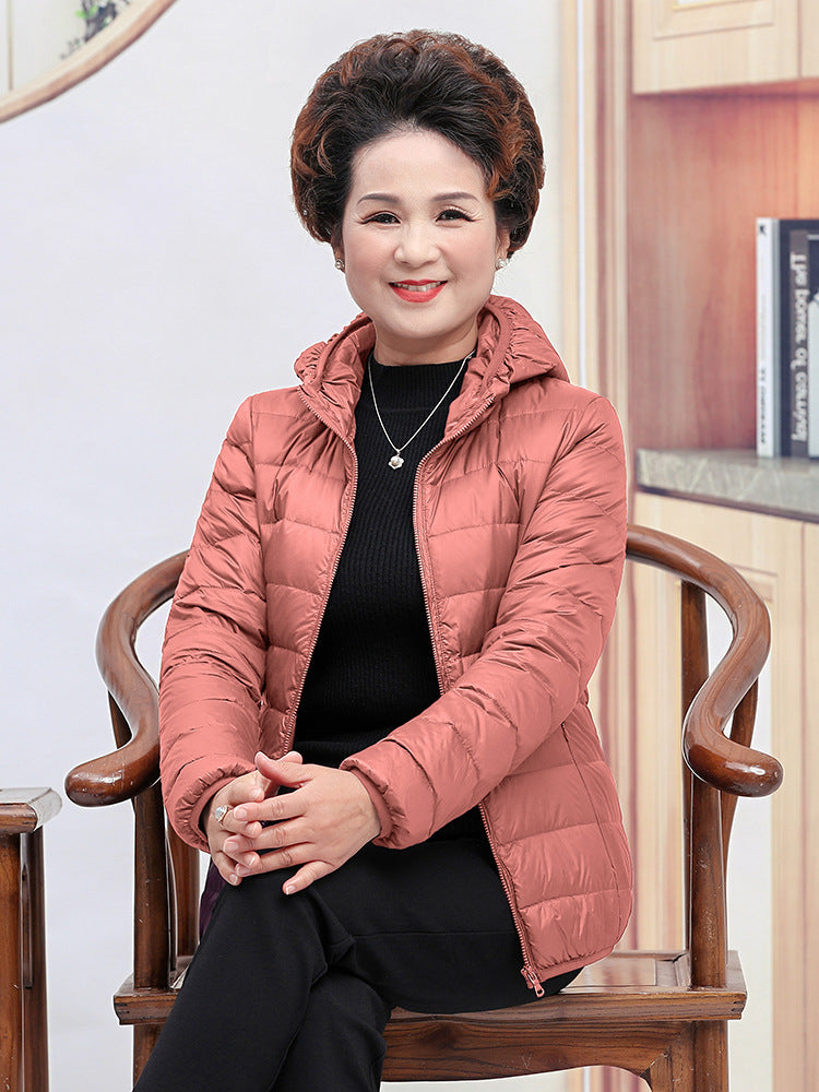 Chaqueta corta y elegante para mujer, de plumón de pato blanco ligero.